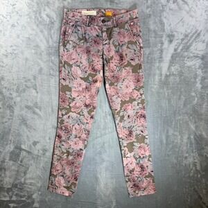 Pilcro and the Letterpress Hyphen Fit Jeans Women's Size 24 Pink Floral Pants